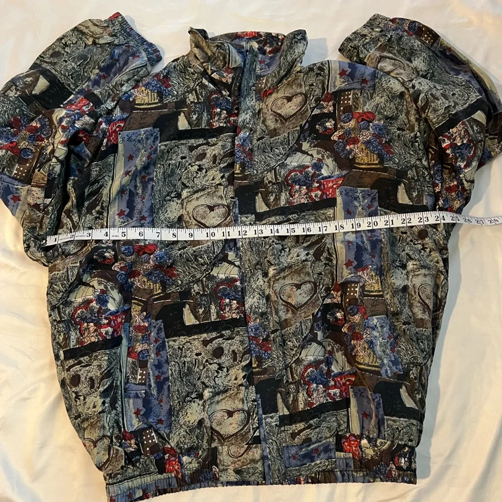 Vintage Fuda International Womens Silk Full Zip Jacket Large 80s 90s Art To Wear